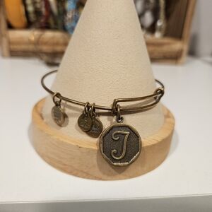 Alex and Ani Gold Initial T Charm Bracelet Women's Jewelry